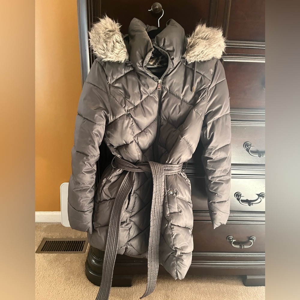Women's Jacket with Faux Fur Hood